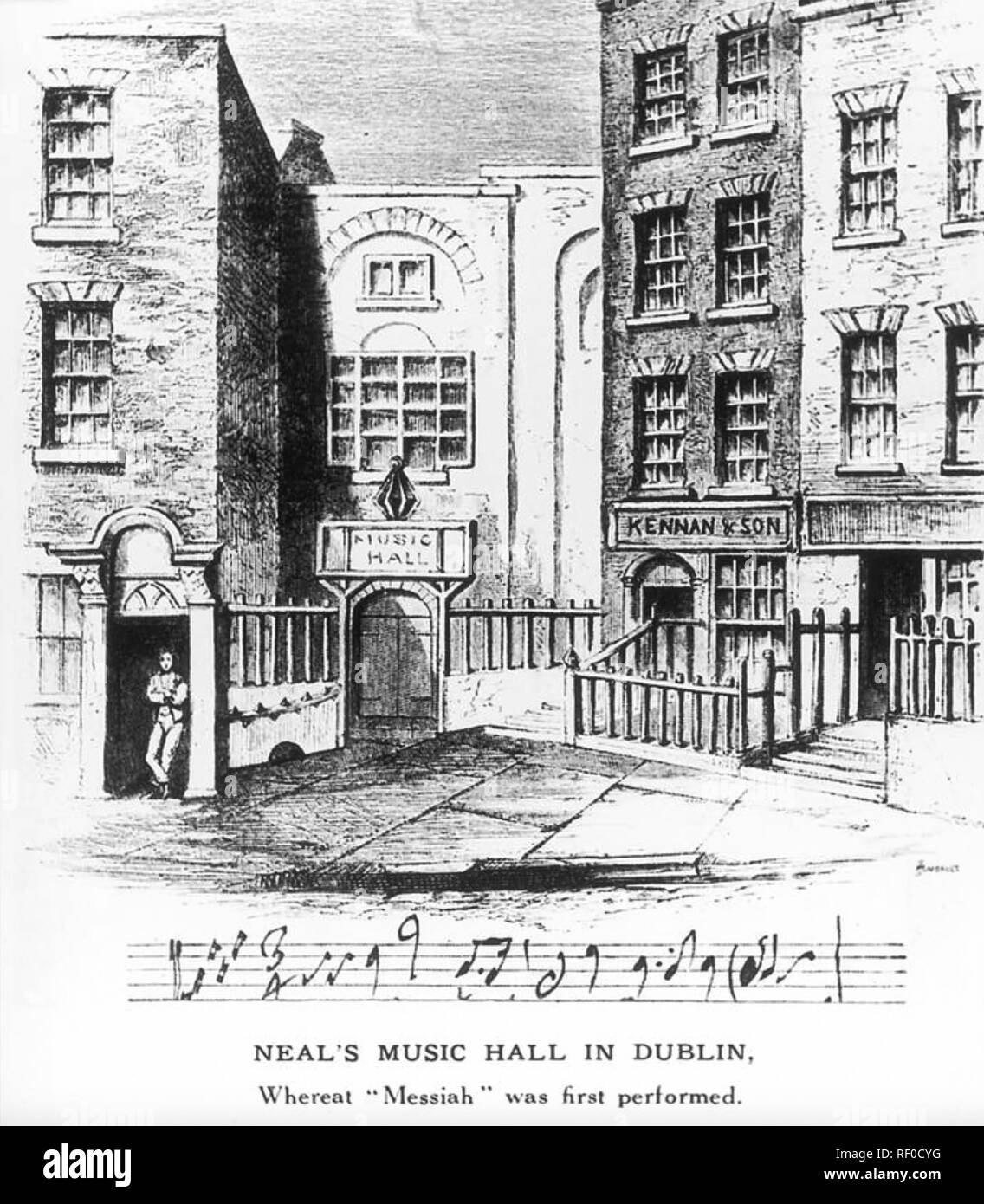 NEAL'S MUSICK HALL, Fishable Street, Dublin. Händels Messias erhielt seinen ersten Auftritt hier am 13. April 1742 Stockfoto
