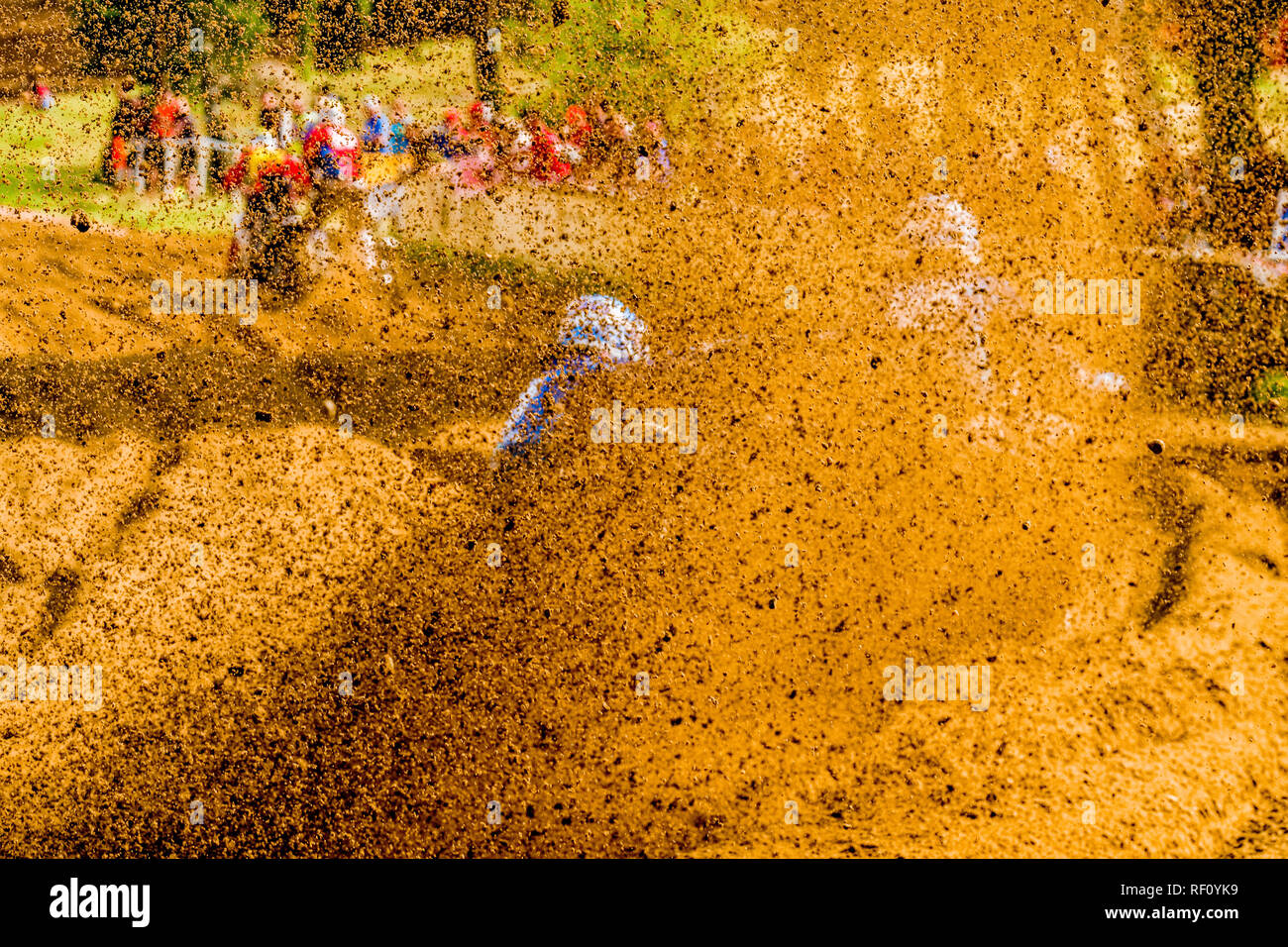 Mitfahrer auf der seitenwagen Motocross bei der Deutschen Meisterschaft auf der Motocross Strecke bin Österreicher Stockfoto