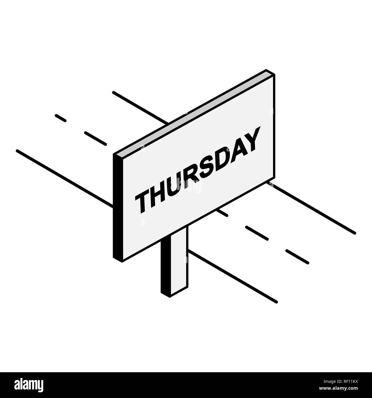 Plakat an der Straße mit der Aufschrift Donnerstag Stock Vektor