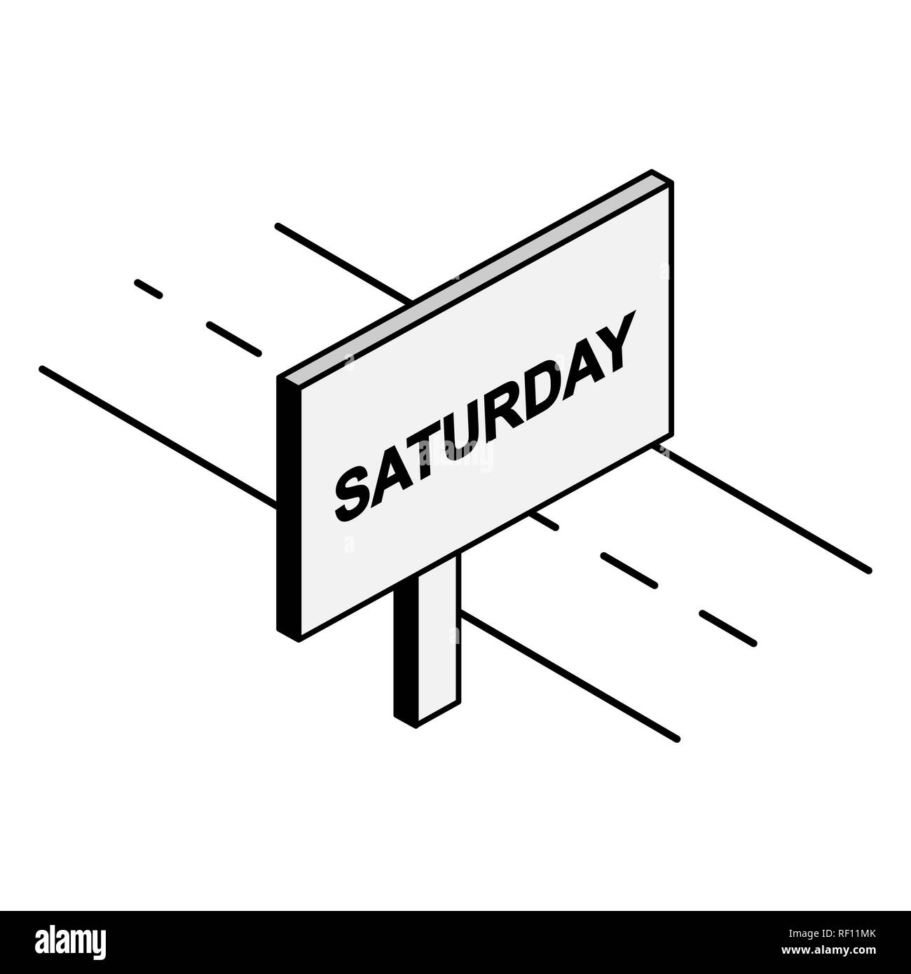 Plakat an der Straße mit der Aufschrift Samstag Stock Vektor