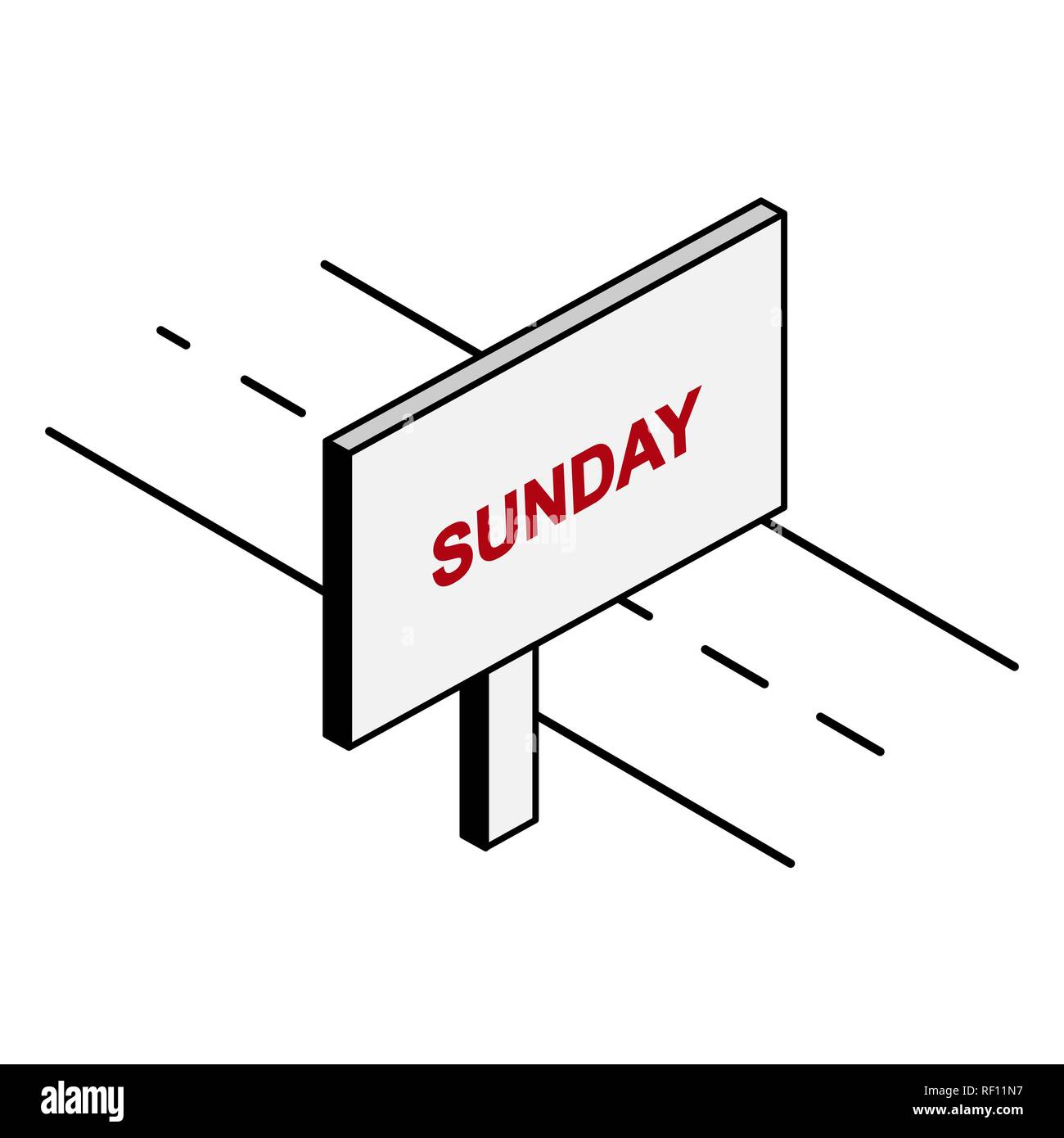 Plakat an der Straße mit der Aufschrift Sonntag Stock Vektor