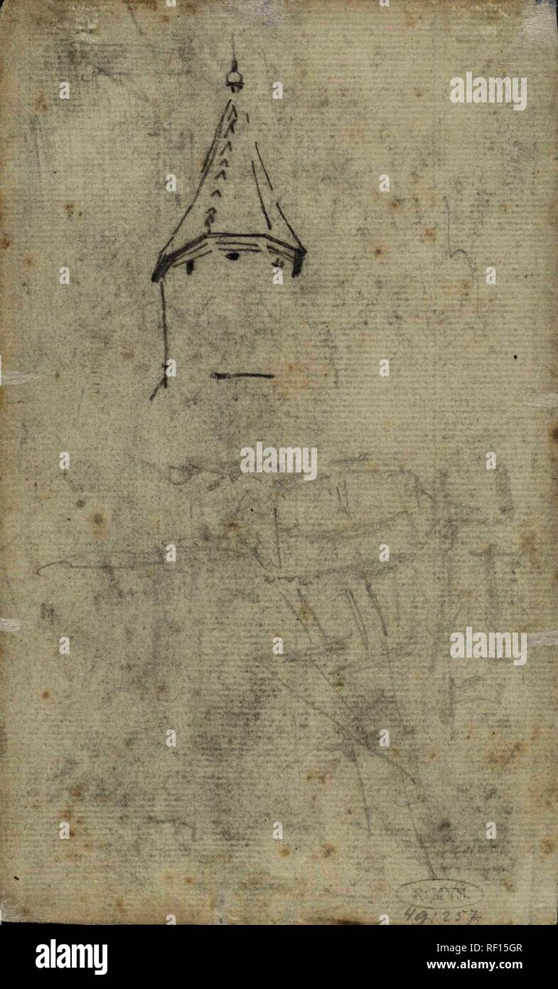 Flankierenden Turm der Grote Kerk in Gorinchem. Verfasser der Stellungnahme: George Hendrik Breitner. Dating: 1882. Ort: Amsterdam. Maße: H 194 mm x B 119 mm. Museum: Rijksmuseum, Amsterdam. Stockfoto