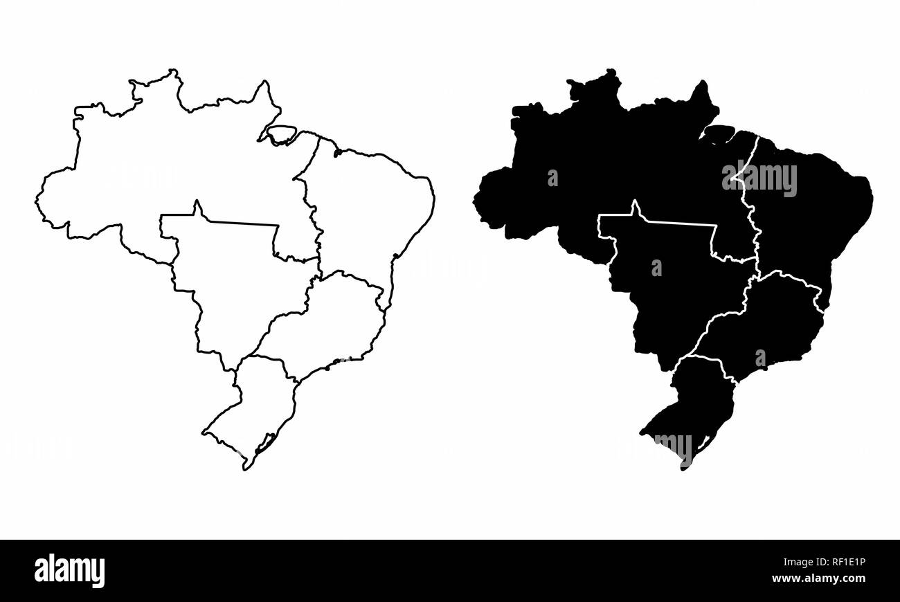 Brasilien Regionen Karten mit keine Staaten grenzen Stock Vektor
