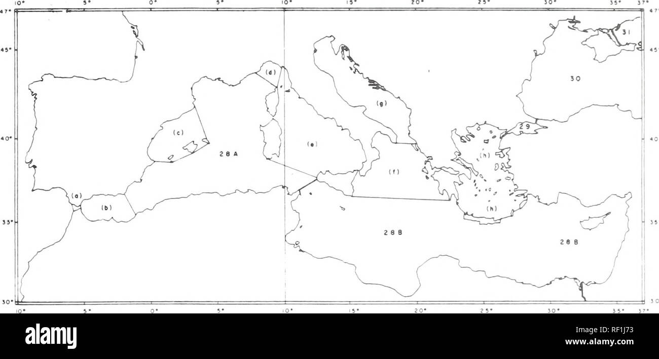 . Katalog von Daten. Change Notice/World Data Center ein, Ozeanographie. Ozeanographie Statistiken.. Geographische INOEX - EINZELHEITEN DER MITTELMEERRAUM. Bitte beachten Sie, dass diese Bilder sind von der gescannten Seite Bilder, die digital für die Lesbarkeit verbessert haben mögen - Färbung und Aussehen dieser Abbildungen können nicht perfekt dem Original ähneln. extrahiert. World Data Center - Ozeanographie. Washington, D.C.: World Data Center Stockfoto