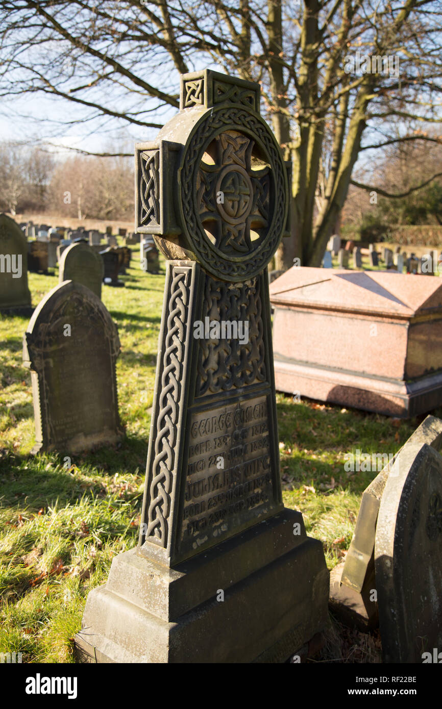 Celtics Grabstein Kreuz, All Saints Church, Childwall, Liverpool Stockfoto