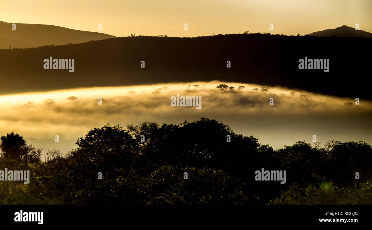 Umfilozi Hluhluwe Game Reserve, KwaZulu-Natal, Südafrika ist eine hügelige Park mit vielen tollen Aussichtspunkten für Safari goers für die Tierwelt zu scannen. Stockfoto