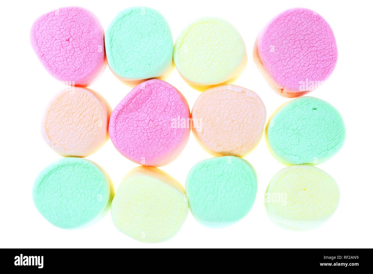 Mehrfarbige marshmallow Süßigkeiten, pastellfarbenen Mausespeck Stockfoto