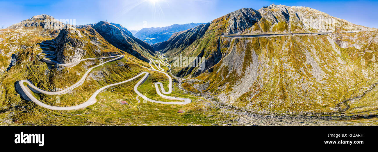 Schweiz, Tessin, Luftaufnahme von Gotthard Pass Stockfoto