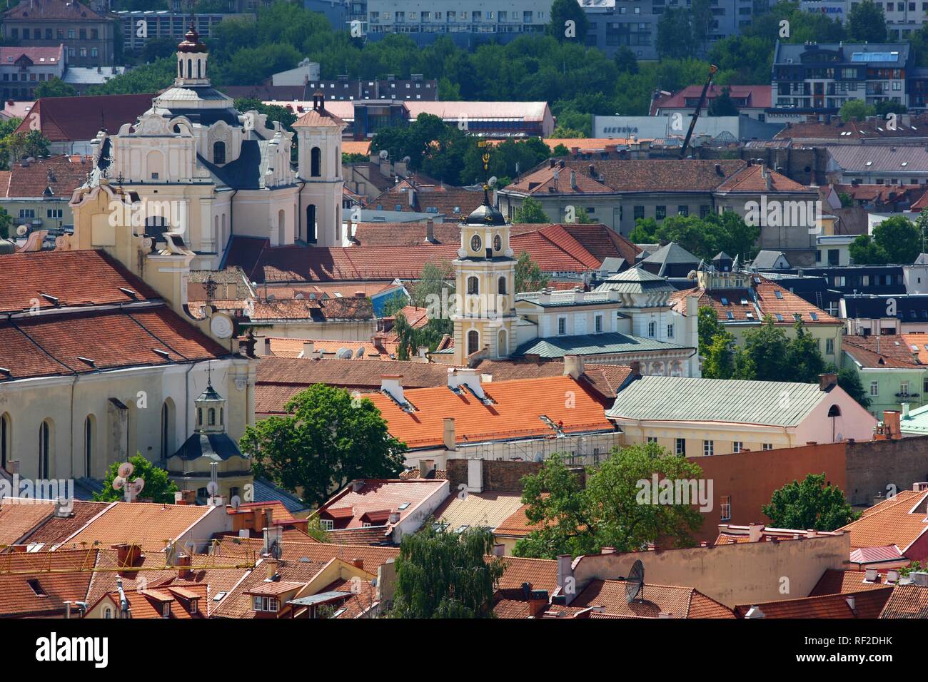 Stadt Panorama über der historischen Altstadt von Vilnius, Litauen, Baltische Staaten, nordöstlichen Europa Stockfoto