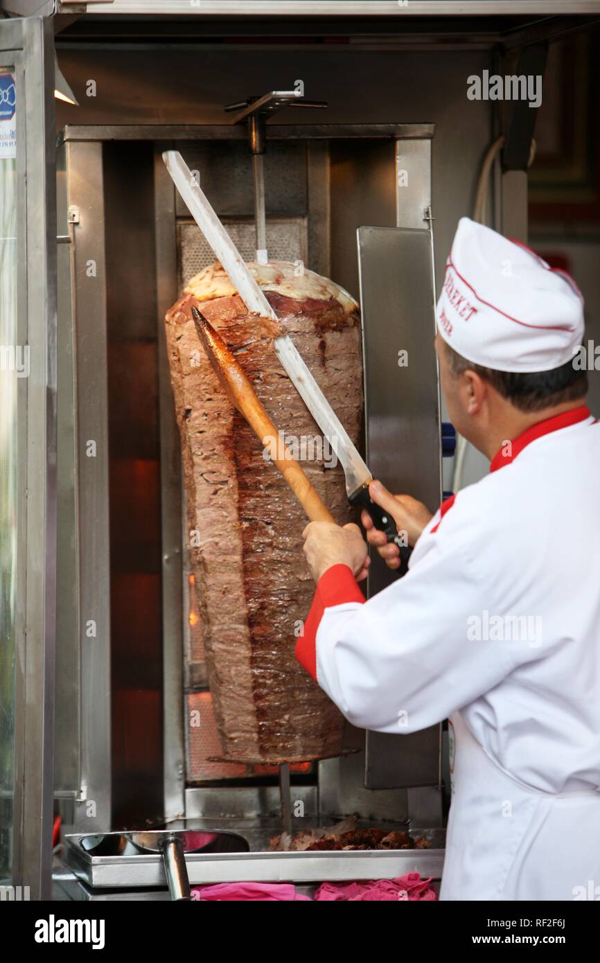 Döner Kebab stand, Istanbul, Türkei Stockfoto