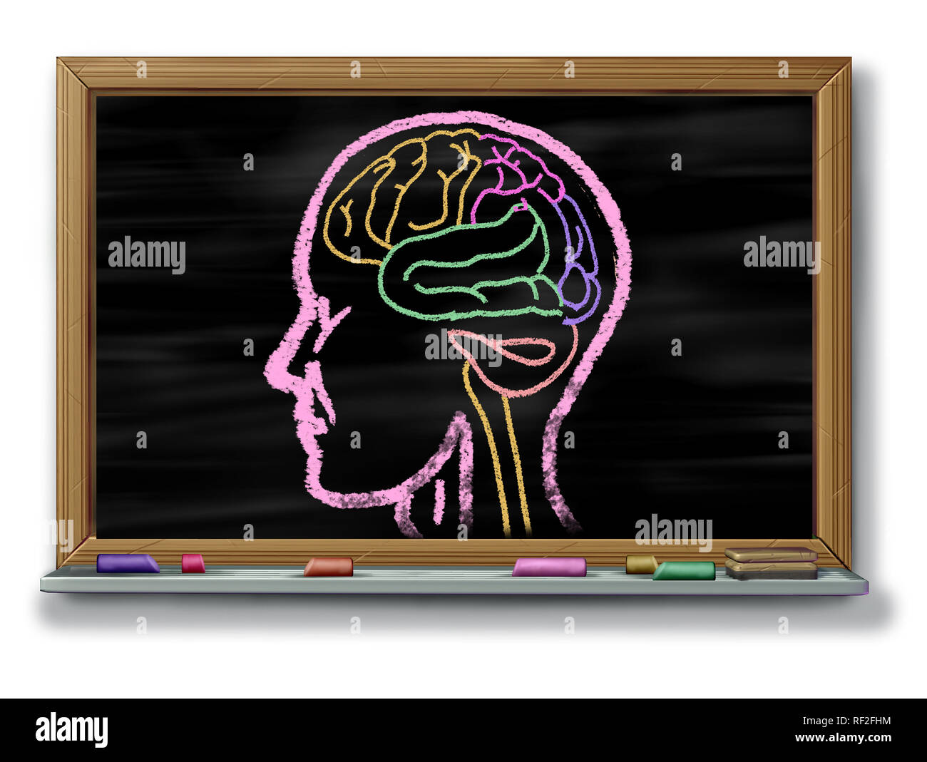 Konzept des Autismus angepassten Ausbildung oder autistischen Entwicklungsstörungen als Symbol einer Kommunikation und Sozialverhalten Psychologie als kreidezeichnung. Stockfoto