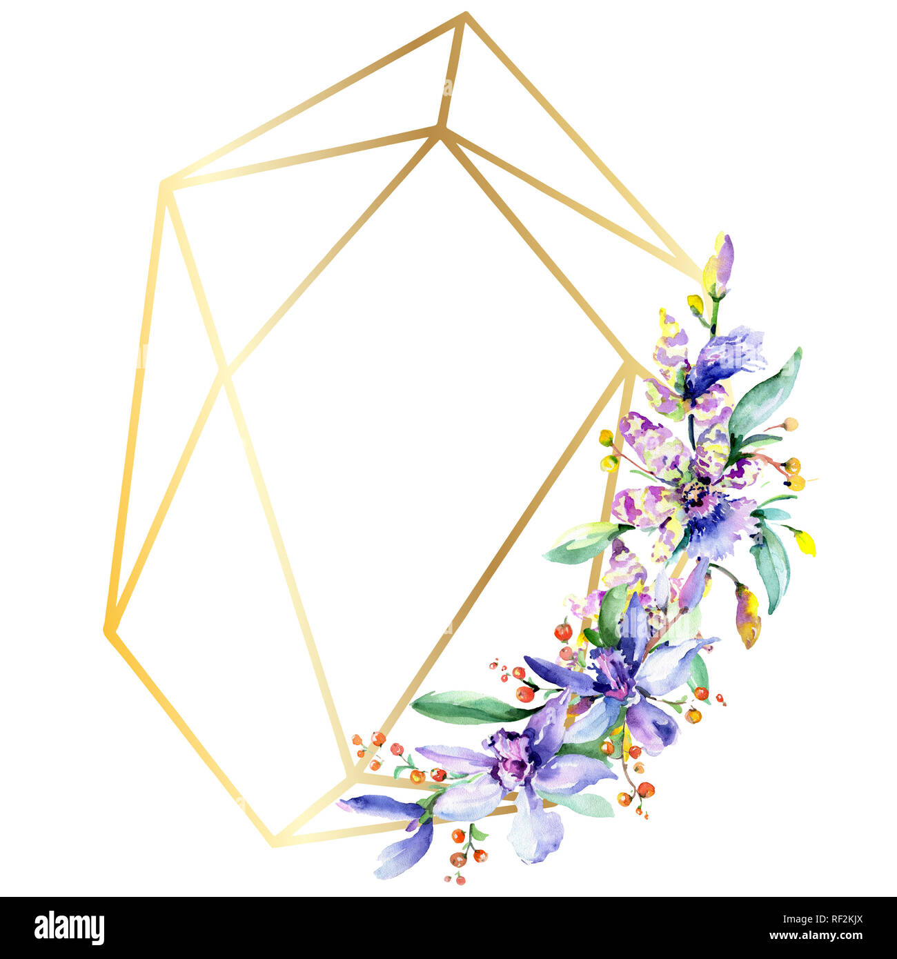 Rosa und Lila Orchidee. Wild Federblatt wildflower isoliert. Aquarell Hintergrund Abbildung. Aquarell Zeichnung mode Aquarelle iso Stockfoto