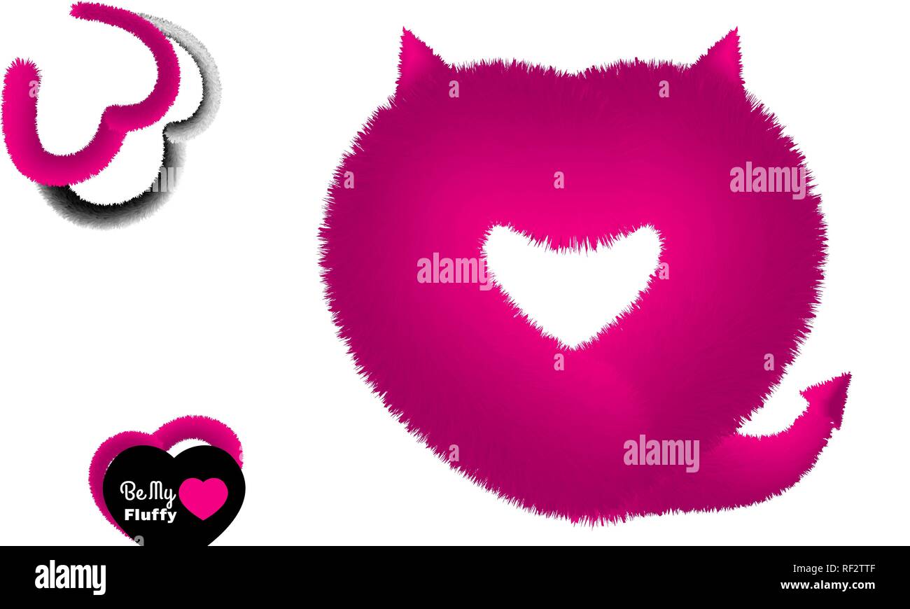 Niedlich Valentine Postkarte mit rosa Flauschige Teufel wie Herz Stock Vektor