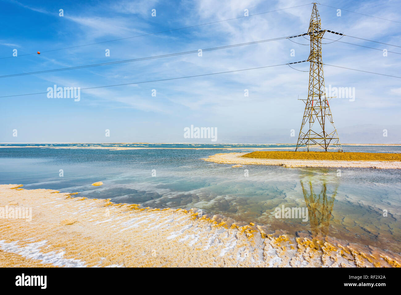 Power post am Toten Meer. Israel Stockfoto