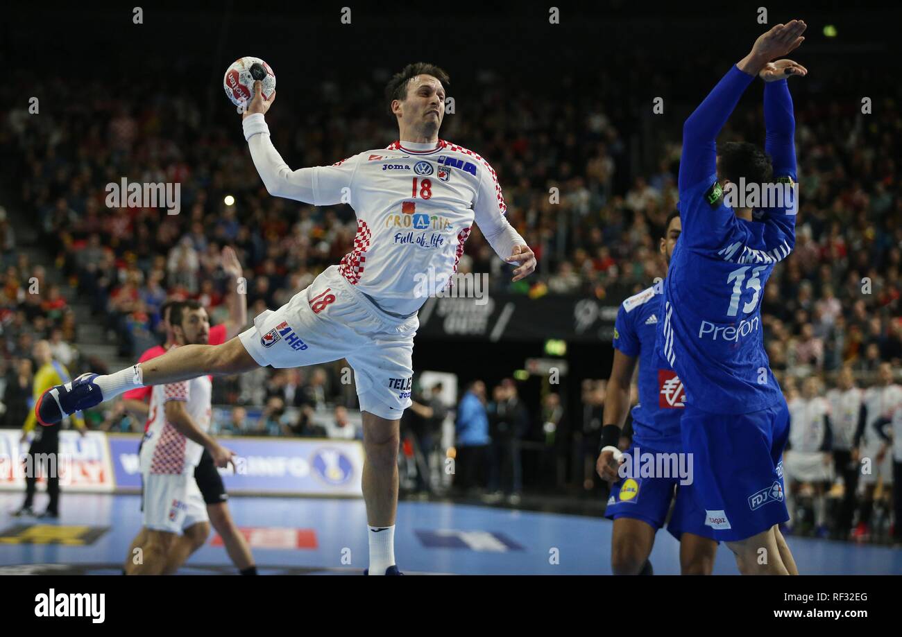 Firo: 23.01.2019, Handball: Wm Wm-Hauptrunde Frankreich - Kroatien, Kroatien Duelle Igor Karacic | Verwendung weltweit Stockfoto