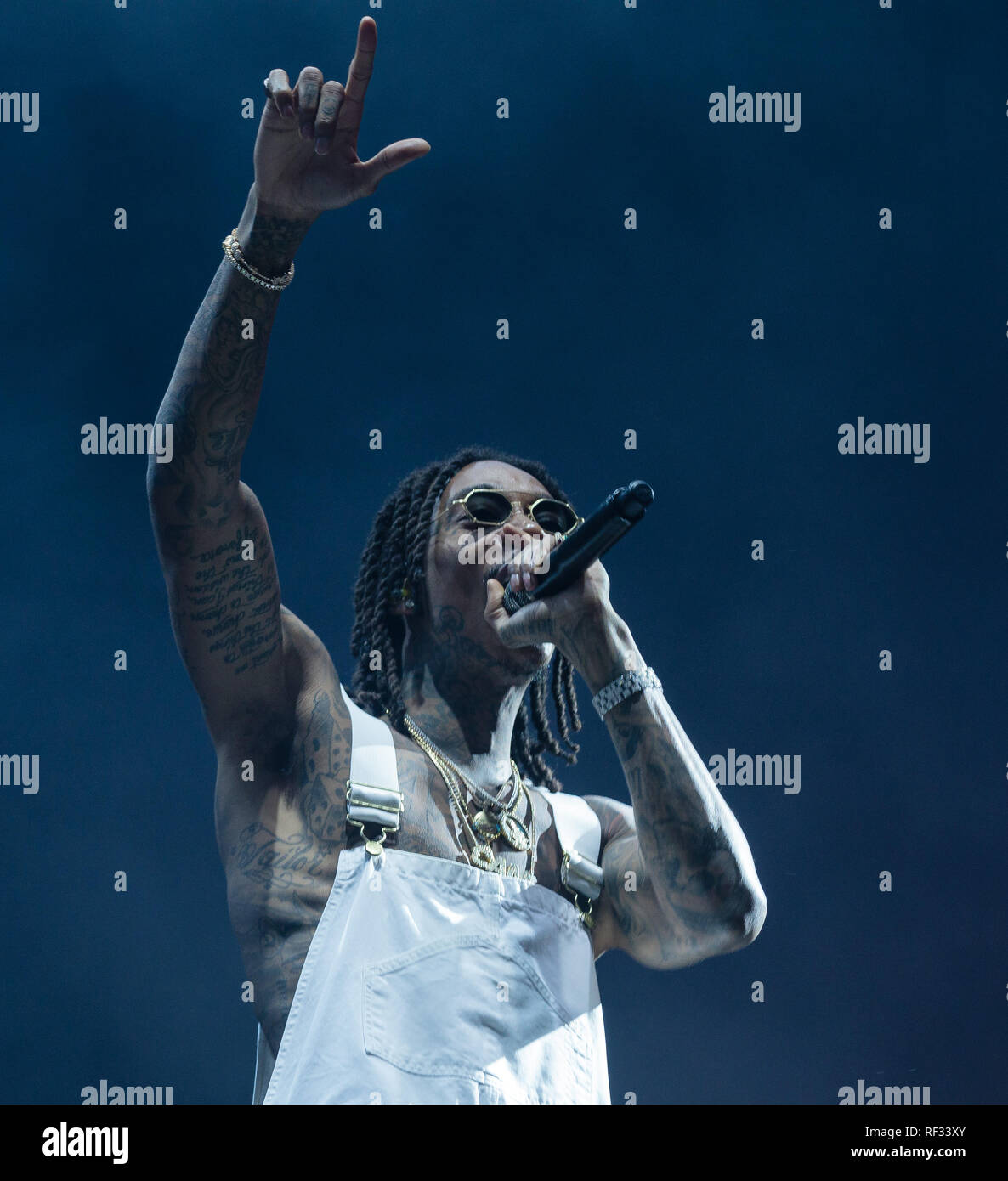 Larvik, Norwegen. 12. Juli 2018. Amerikanische rapper Wiz Khalifa live auf der Bühne des Stavern Festival in Norwegen 2018. Tore Sætre/Alamy leben Nachrichten Stockfoto