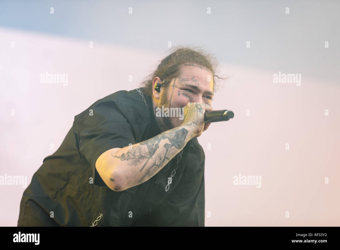 Larvik, Norwegen. 14. Juli 2018. Amerikanische rapper Post Malone live auf der Bühne des Stavern Festival in Norwegen 2018. Tore Sætre/Alamy leben Nachrichten Stockfoto