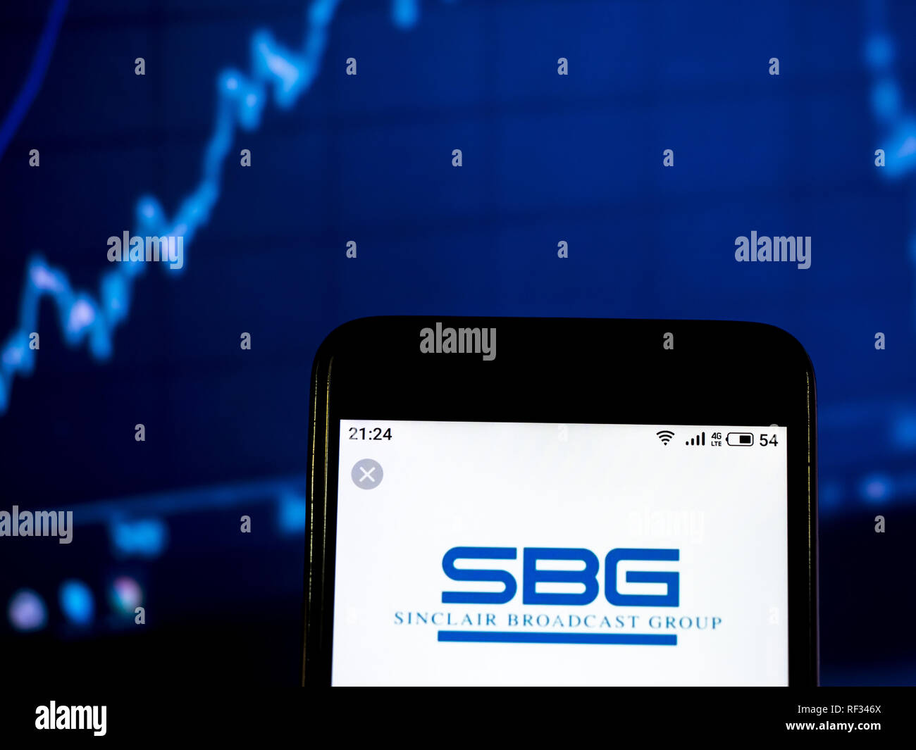 Kiew, Ukraine. 23 Jan, 2019. Sinclair Broadcast Group Telekommunikation Firmenlogo gesehen auf einem Smartphone angezeigt. Quelle: Igor Golovniov/SOPA Images/ZUMA Draht/Alamy leben Nachrichten Stockfoto