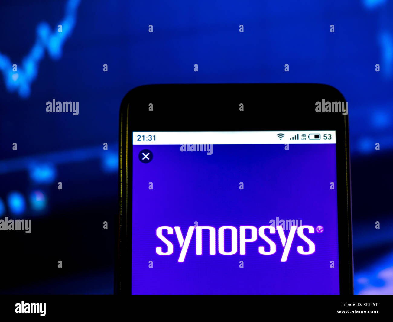 Kiew, Ukraine. 23 Jan, 2019. Synopsys Computer Integrated Systems design Firmenlogo gesehen auf einem Smartphone angezeigt. Quelle: Igor Golovniov/SOPA Images/ZUMA Draht/Alamy leben Nachrichten Stockfoto