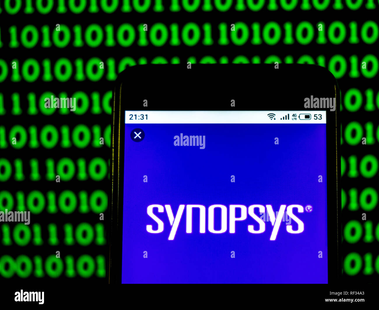 Kiew, Ukraine. 23 Jan, 2019. Synopsys Computer Integrated Systems design Firmenlogo gesehen auf einem Smartphone angezeigt. Quelle: Igor Golovniov/SOPA Images/ZUMA Draht/Alamy leben Nachrichten Stockfoto