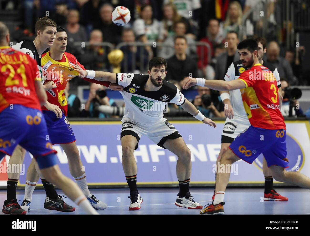 Firo: 23.01.2019, Handball: Wm Wm-Hauptrunde Deutschland - Spanien tim suton, ger | Verwendung weltweit Stockfoto