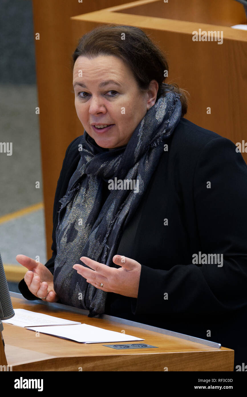 24. Januar 2019, Nordrhein-Westfalen, Düsseldorf: Ursula Heinen-Esser (CDU), Minister für Umwelt, Landwirtschaft, Natur- und Verbraucherschutz des Landes Nordrhein-Westfalen, wird an den Landtag. Foto: Henning Kaiser/dpa Stockfoto