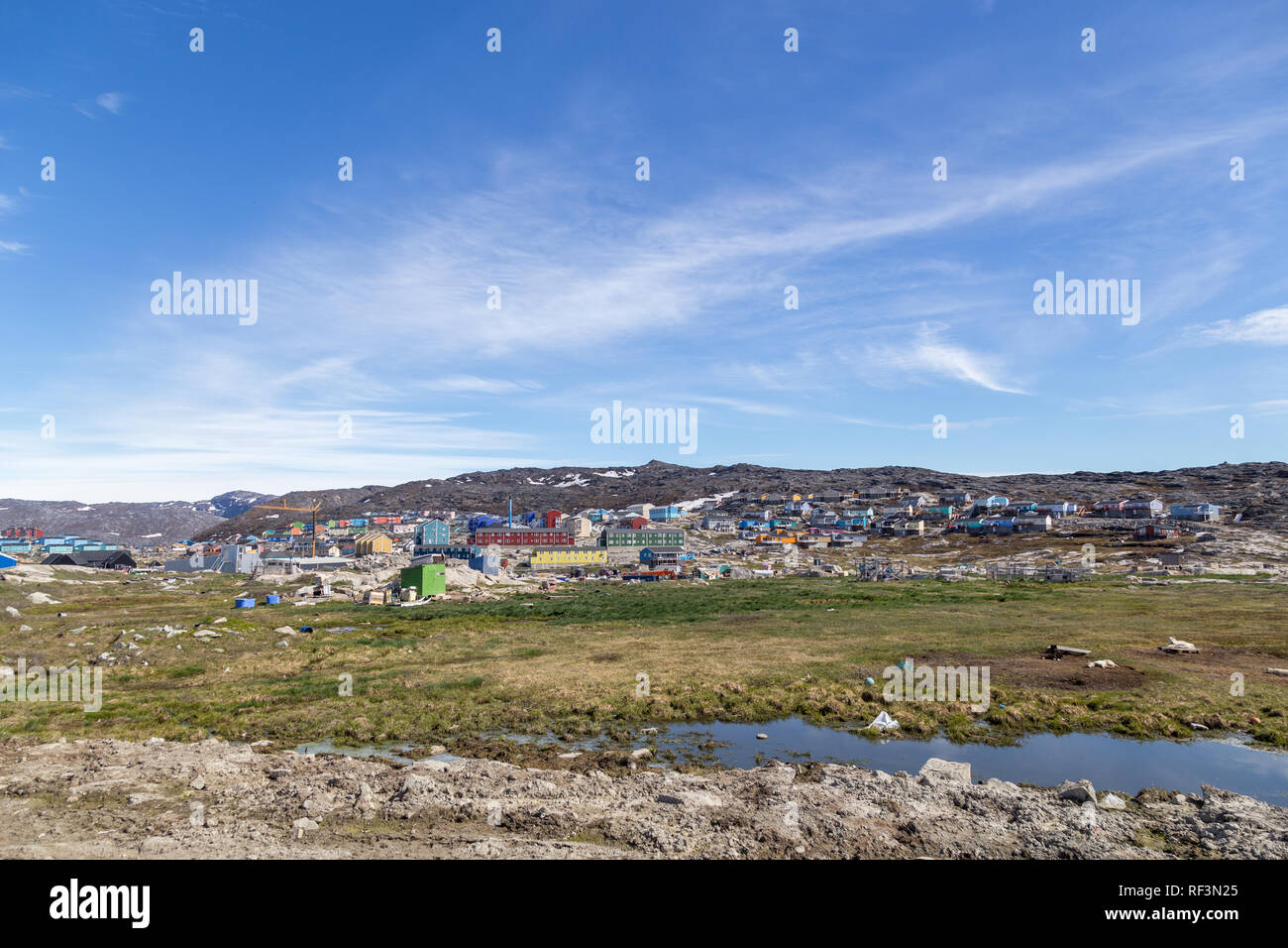 Blick auf die Stadt von Ilulissat, Grönland Stockfoto