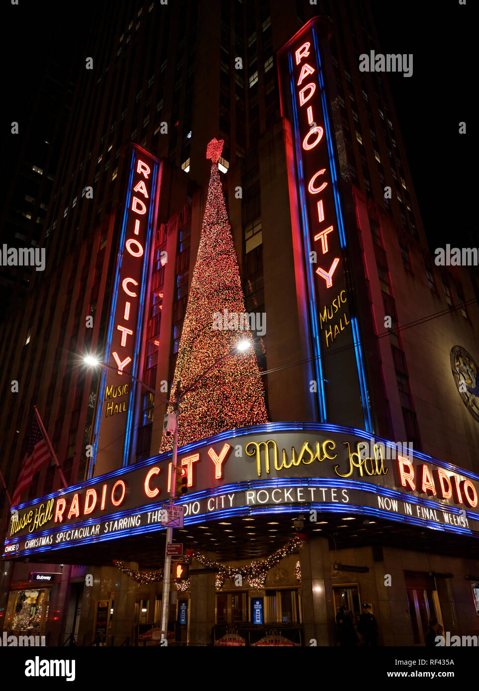 Die Radio City Music Hall, Lichter, Weihnachten Stockfoto