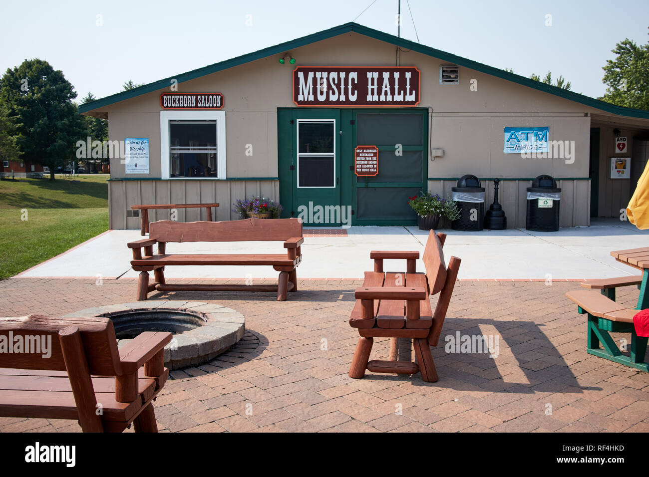 Music Hall auf einem Campingplatz in Wisconsin Stockfoto