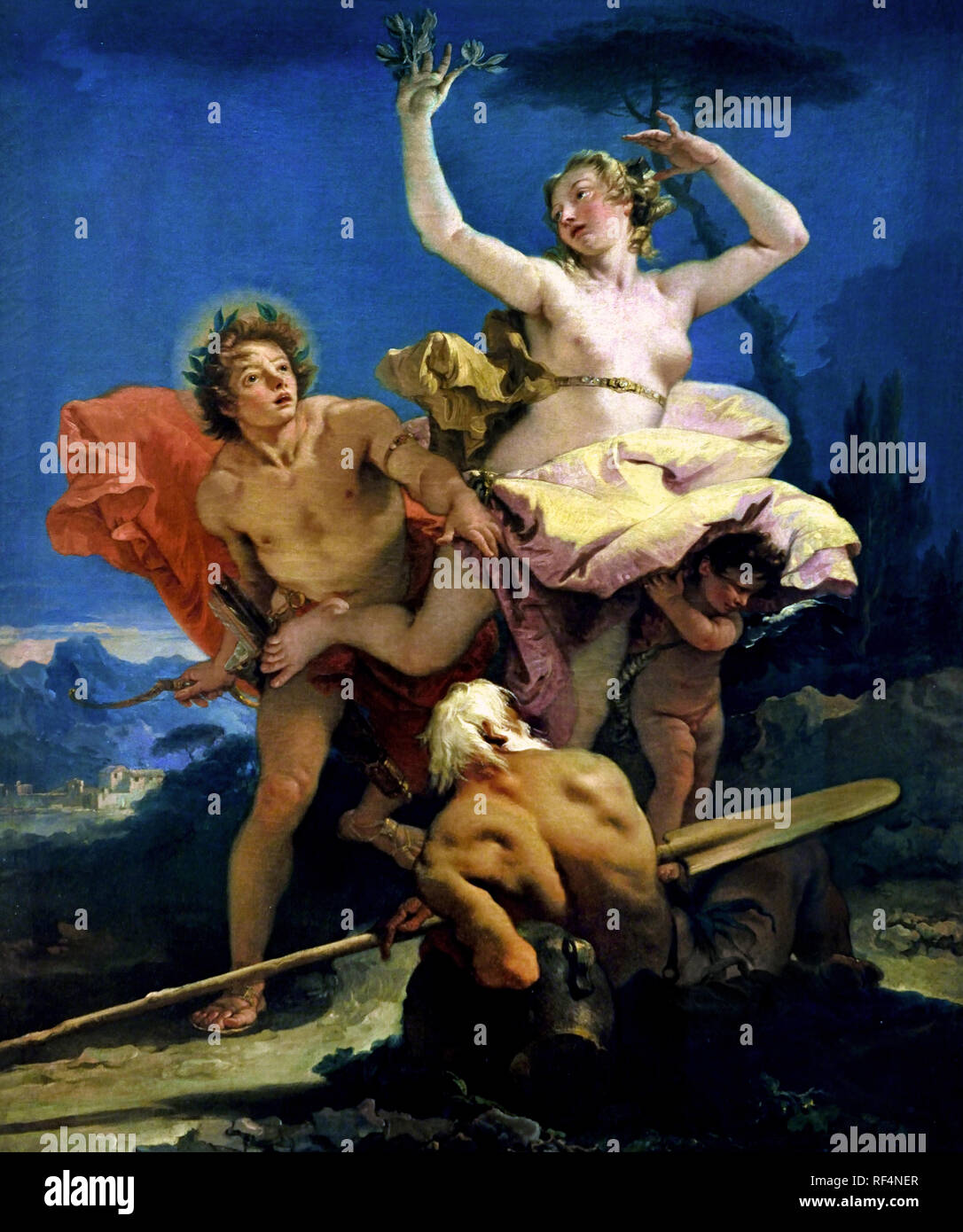 Apollo und Daphne 1743 - 1744 Giovanni Battista Tiepolo 1696 - 1770 Italien, Italienisch, (Dramatische von Ovid's Metamorphosen Apollo und Daphne's Transformation) Stockfoto
