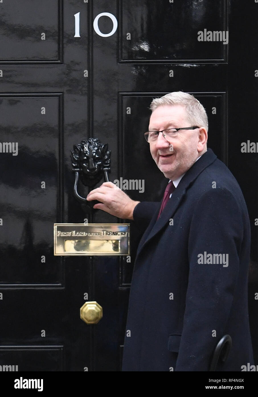 Len McCluskey von Unite kommt am 10 Downing Street, London, für die Gespräche mit der Regierung über Brexit. Stockfoto