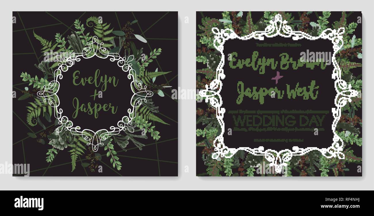 Set Fur Die Hochzeit Einladung Grusskarte Datum Speichern Banner
