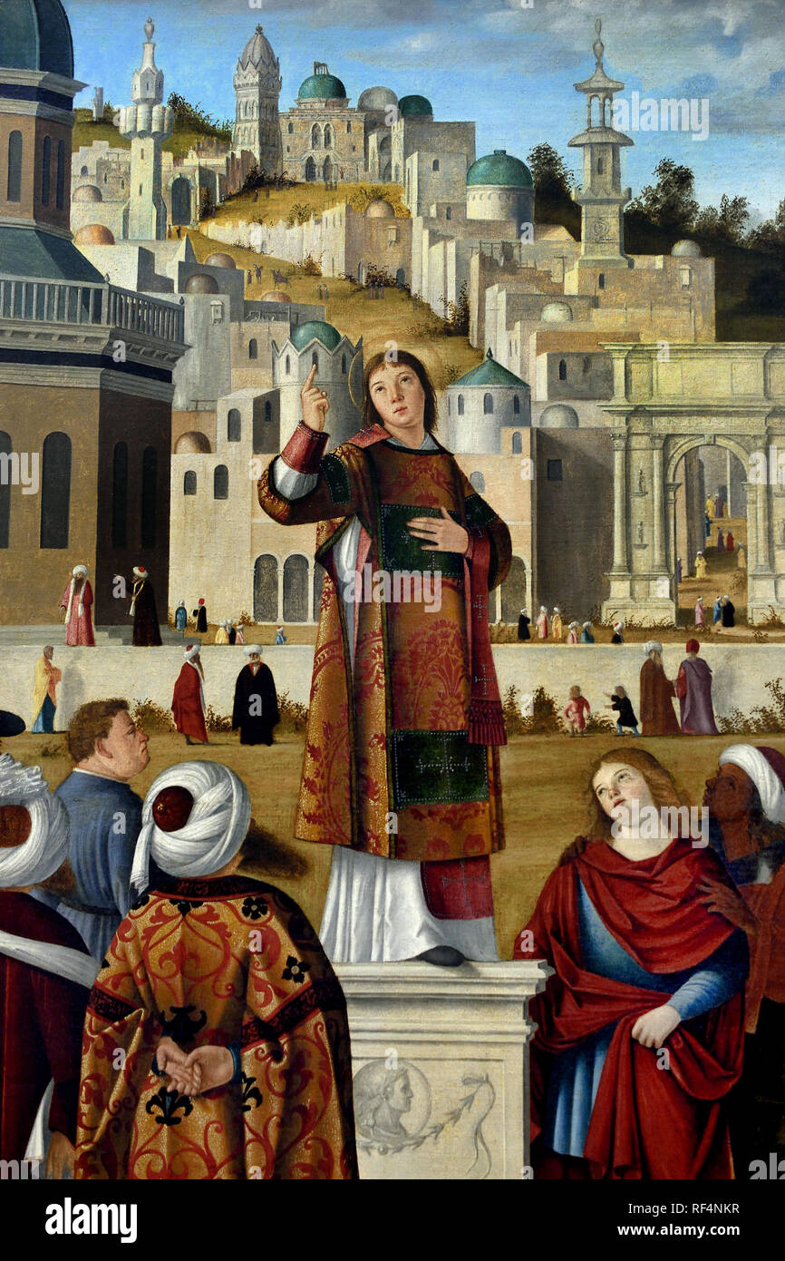 Der hl. Stephanus starb 35 Wie protomartyr Predigt in Jerusalem Israel 1514 von CARPACCIO, Vittore 1472-1525, Italienisch, Italien, Stockfoto