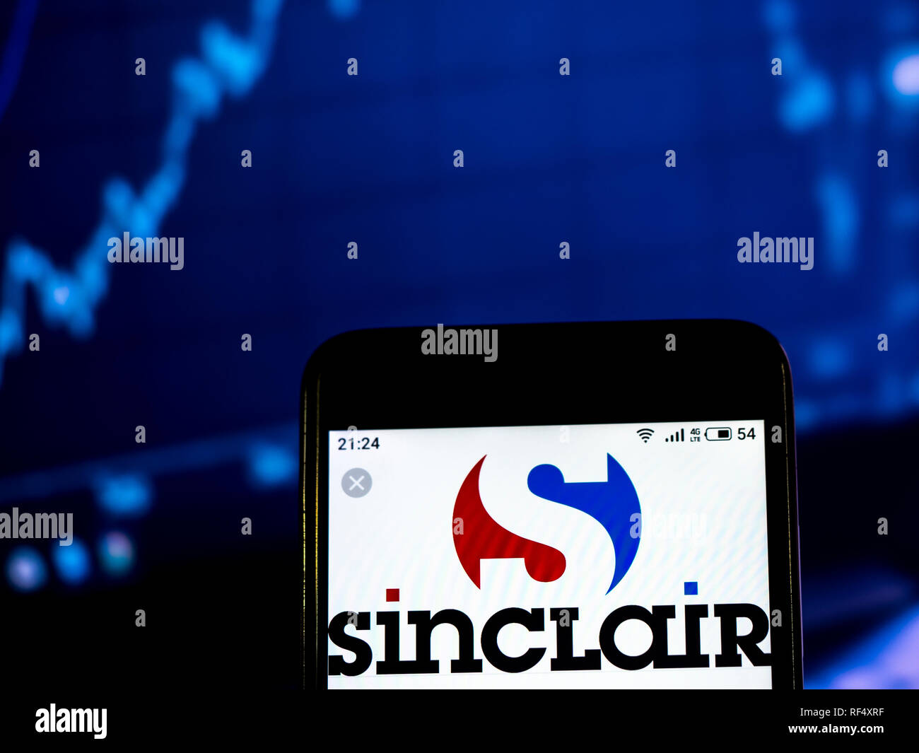 Sinclair Broadcast Group Telekommunikation Firmenlogo auf dem Smartphone angezeigt Stockfoto