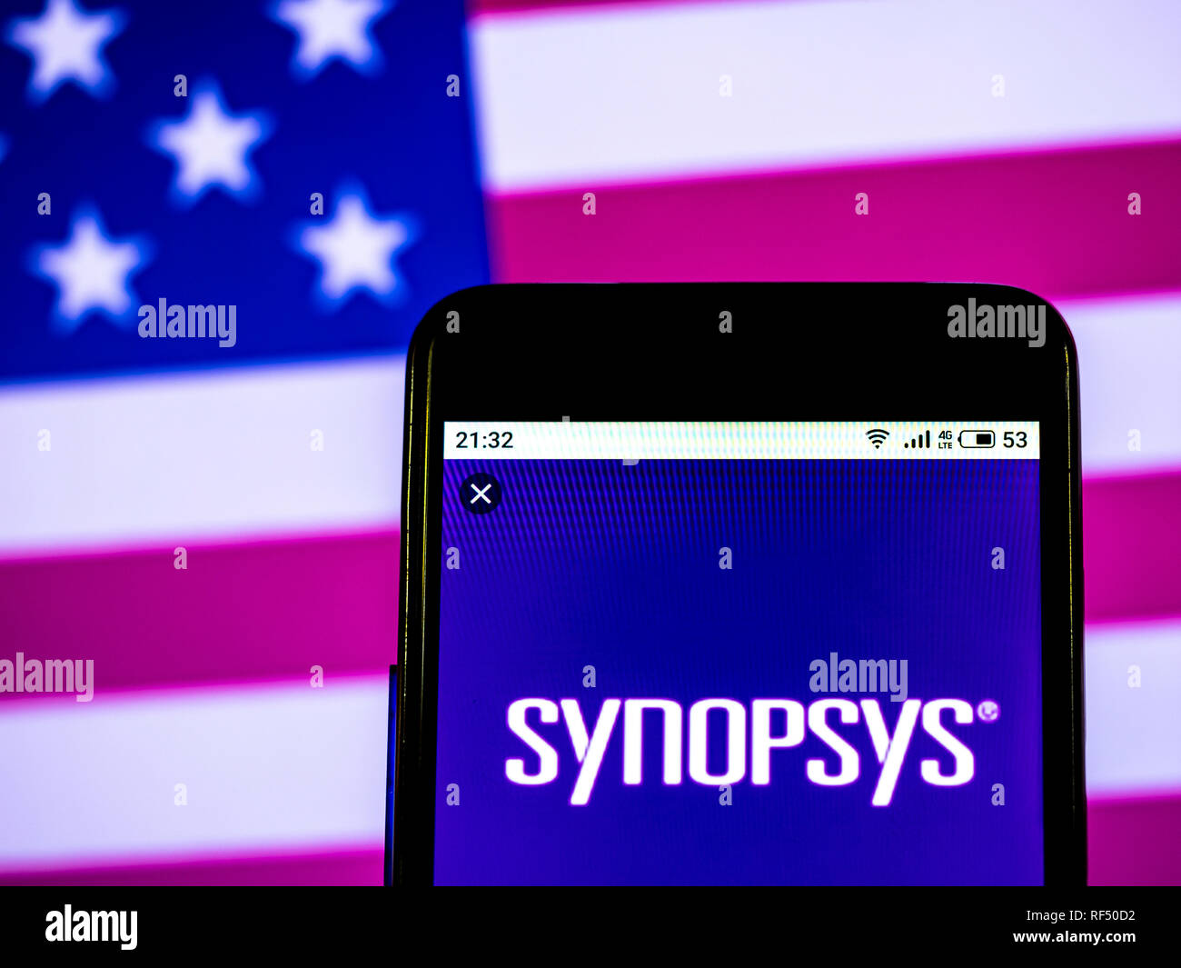 Synopsys Computer Integrated Systems design Firmenlogo auf dem Smartphone angezeigt Stockfoto