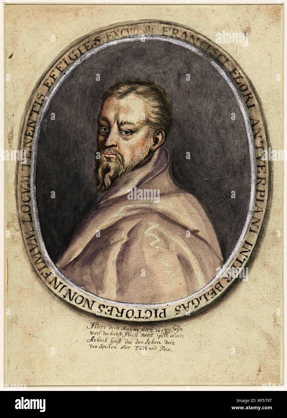 Portrait von Frans Floris. Artist: Giulio Bonasone (möglicherweise). Verfasser: Anonym. Datierung: 1550 - 1600. Maße: H 226 mm x B 166 mm. Museum: Rijksmuseum, Amsterdam. Stockfoto
