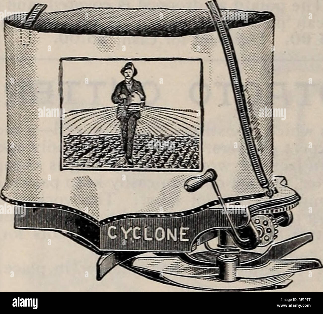 . 1902 Jahr Buch: Alles für den Hof und Garten. Baumschulen Massachusetts Worcester Kataloge; Gemüse; Blumen Samen Samen Kataloge Kataloge; Gräser, Samen Kataloge; landwirtschaftliche Arbeitsgeräte Kataloge. Dieses Sägerät ist ähnlich wie oben, jedoch sehr viel leichter und billiger. Es ist das Geld wert. Net Preis, $ 1.25. Der Cyclone Broadcast Seeder.. Dies ist der günstigste und am besten von der Hand Samen säen auf dem Markt, und jedes sow-ing ein Hektar oder mehr von Grassamen oder Getreide kann es sich nicht leisten, ohne es zu sein. Wird sow Timothy, Klee, Weizen, Hafer, Roggen, Buchweizen, Hunga - rian, B Stockfoto