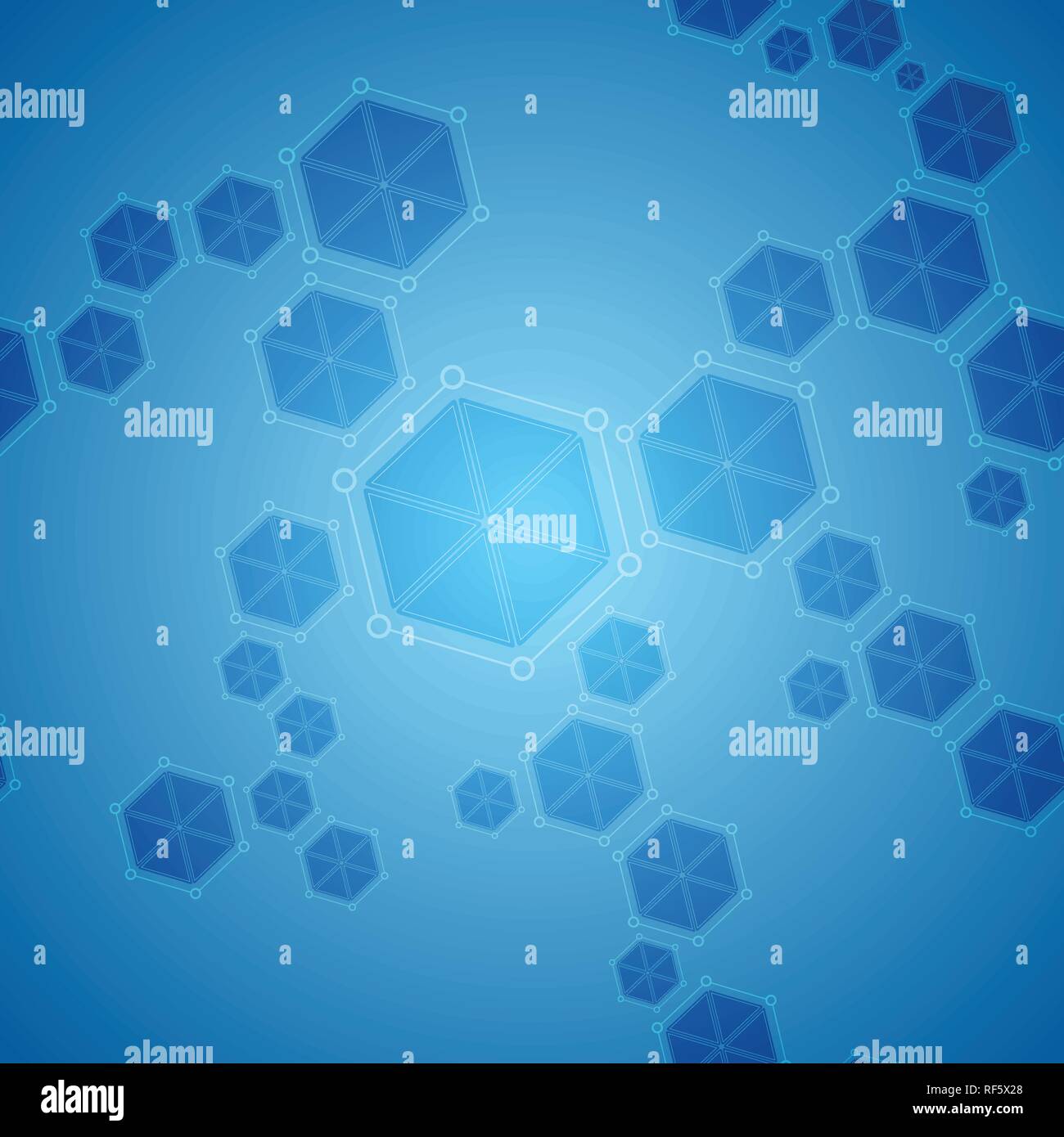 Blau abstrakte Hexagon Moleküle tech vector Hintergrund Stock Vektor