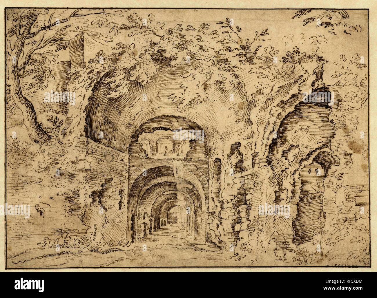 Römische Ruinen. Verfasser: Anonym. Dating: Nach C. 1580 - Bevor C. 1625. Ort: Niederlande. Maße: H 195 mm x B 270 mm. Museum: Rijksmuseum, Amsterdam. Stockfoto