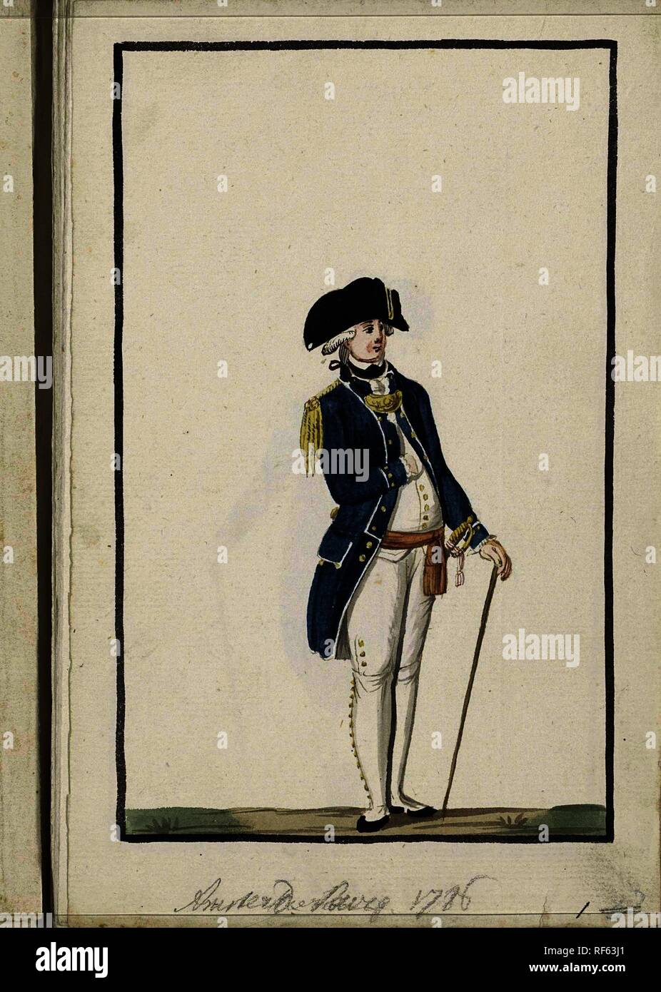 Montering van de schutterij van Amsterdam, 1786. Amsterdamse schuttery (Titel auf Objekt). Verfasser: Anonym. Dating: 1789. Ort: Norden der Niederlande. Maße: H 220 mm x B 137 mm. Museum: Rijksmuseum, Amsterdam. Stockfoto