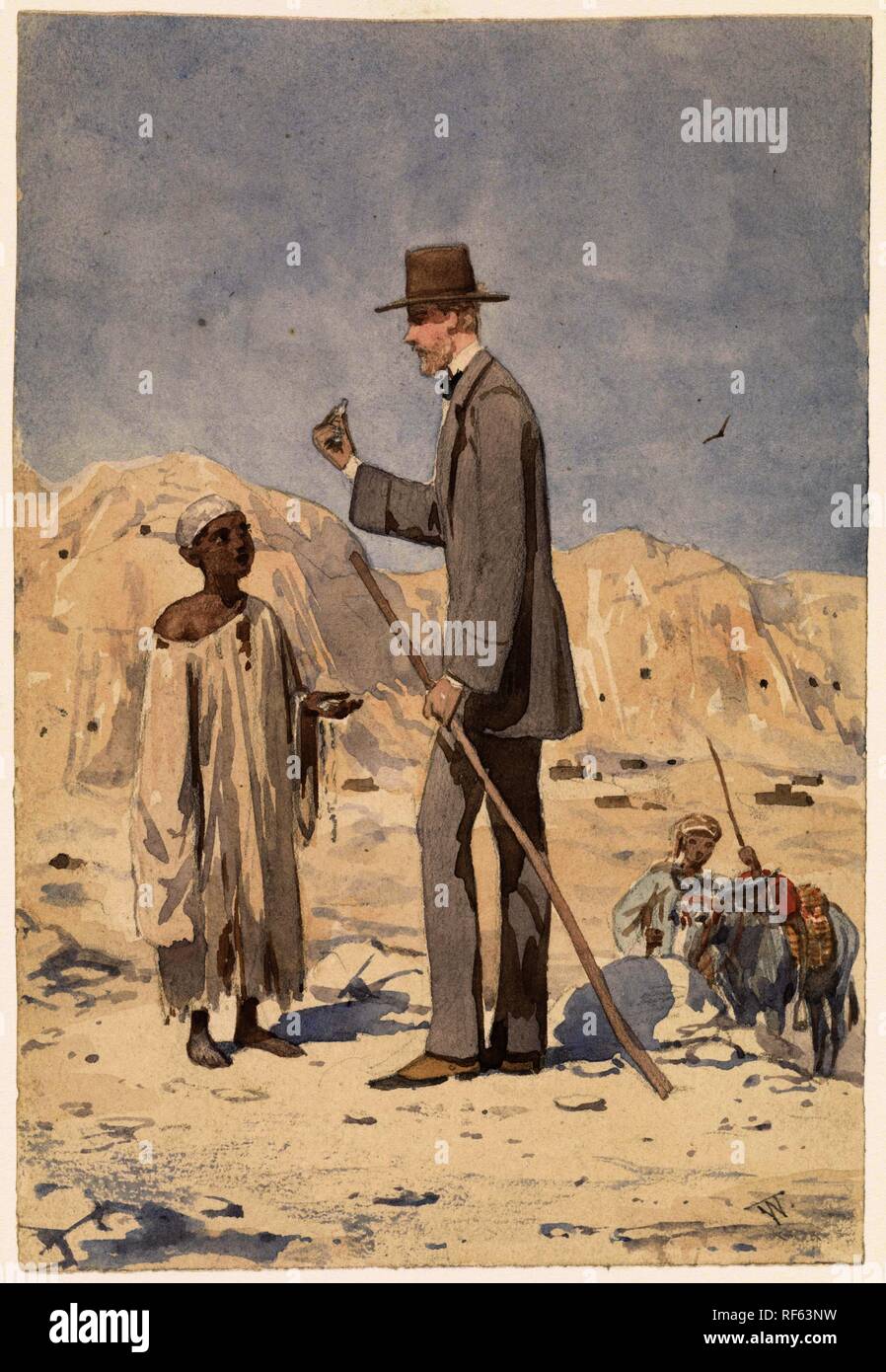 Louis Philippe Albert d'Orleans, während einer Ausgrabung in Ägypten. Verfasser der Stellungnahme: Willem de Famars Testas. Dating: 21-Jan-1860. Maße: H 143 mm x B 97 mm. Museum: Rijksmuseum, Amsterdam. Stockfoto