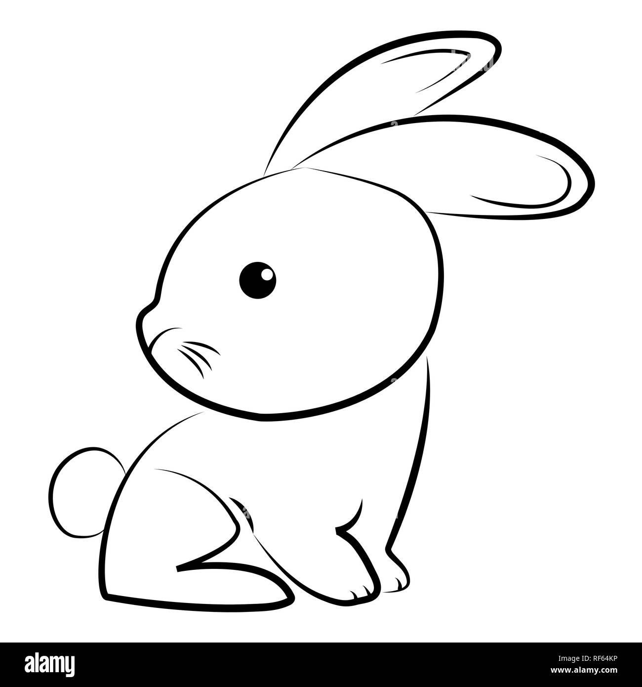 Von Contour Kinder Bunny, einfache Zeichnung, Tier Stock Vektor