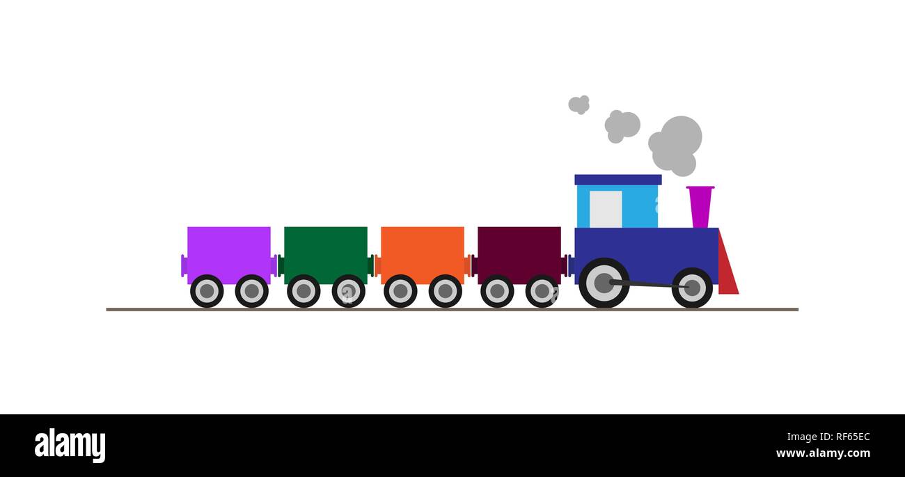 Einfache Farbige Kinder Zug Mit Autos Und Lokomotive Stock Vektorgrafik Alamy