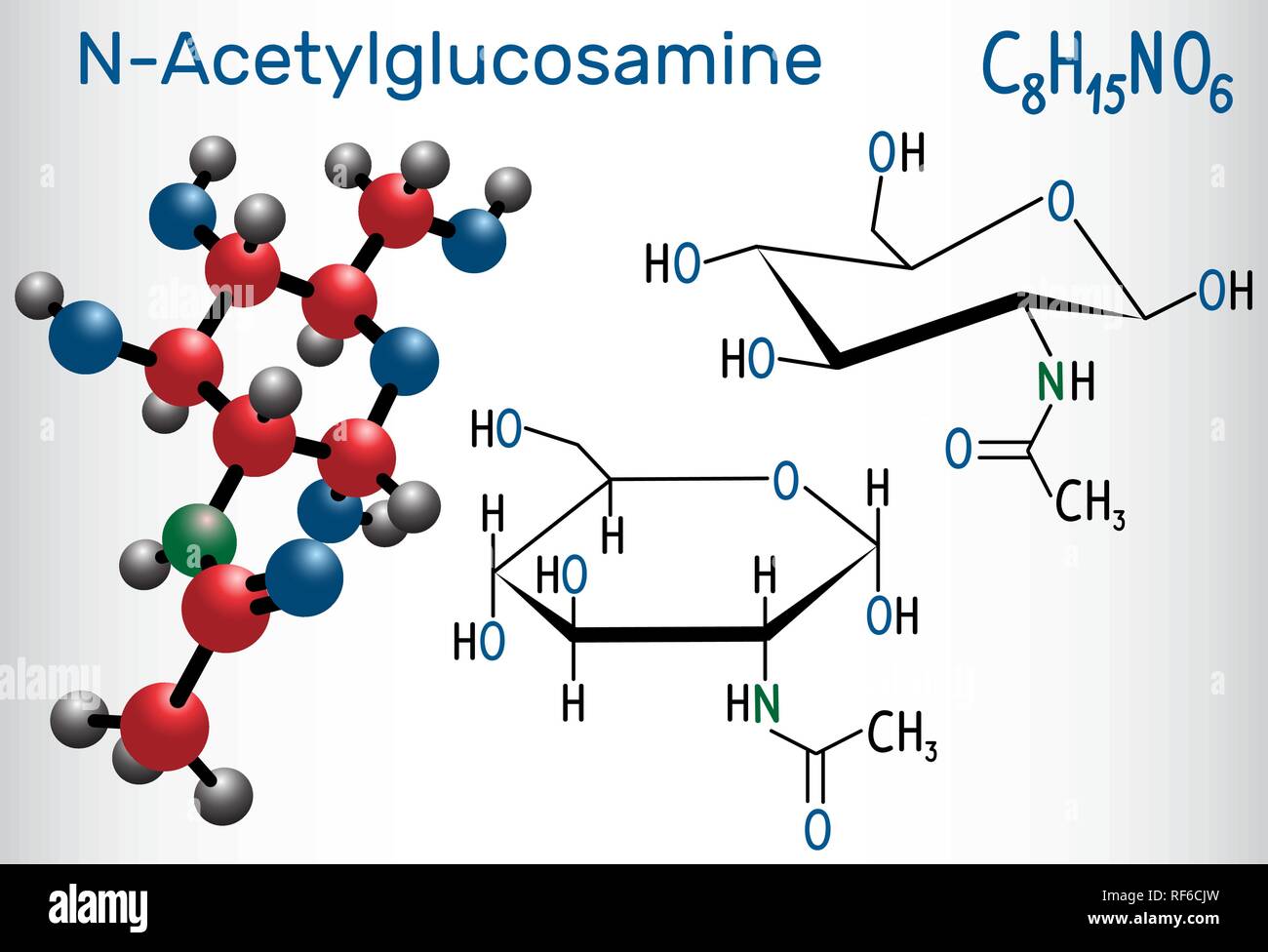 N Acetylglucosamin NAG Molekül, ist die monomeren Einheit Der ...
