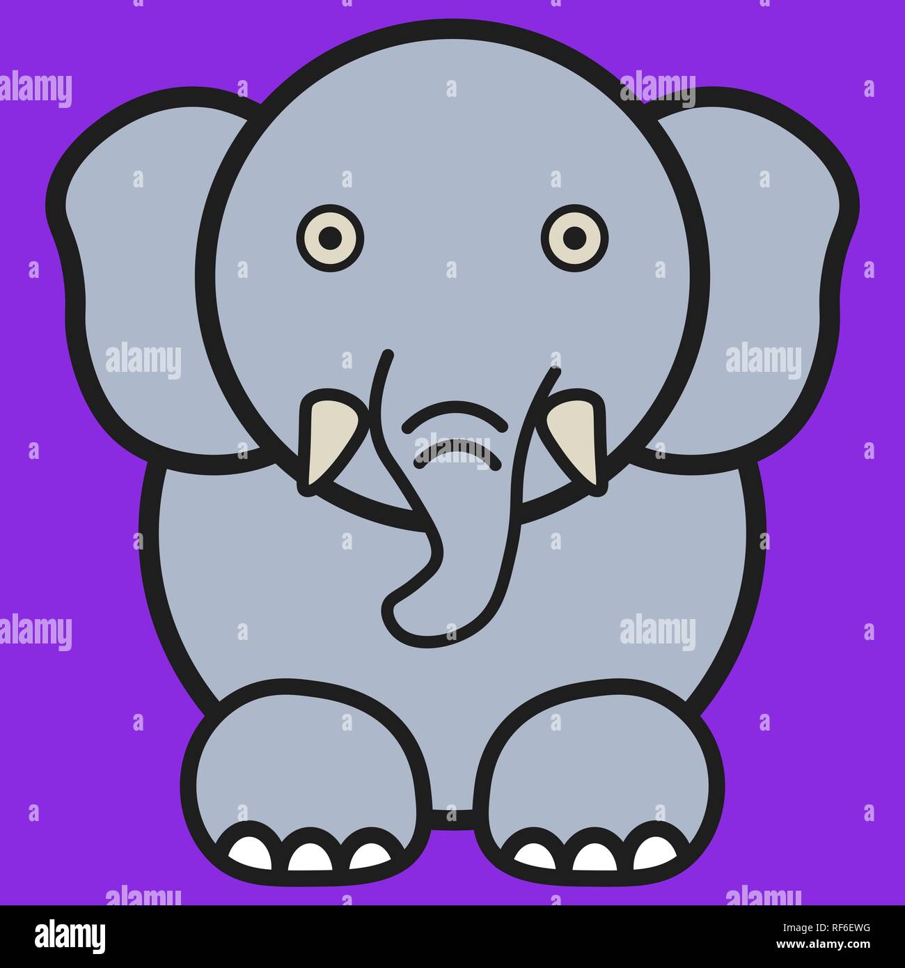 Elefanten im Comic-stil. Auf farbigen Hintergrund, Vector Illustration Stock Vektor