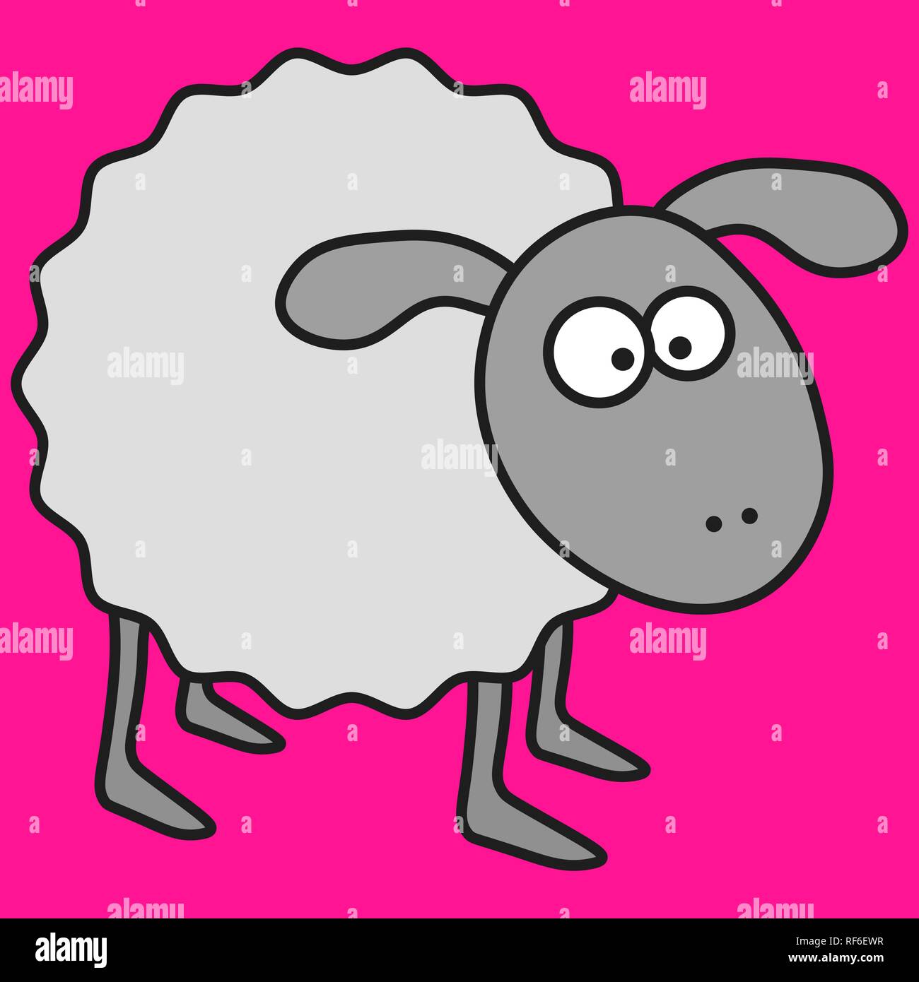 Schafe im Comic-stil. Auf farbigen Hintergrund, Vector Illustration Stock Vektor