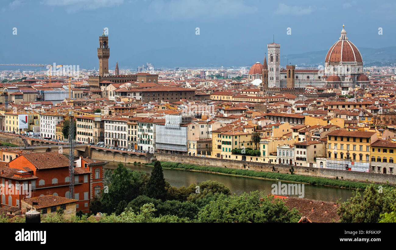 Die Aussicht von Michelangelo Platz: Stadt Florenz Stockfoto