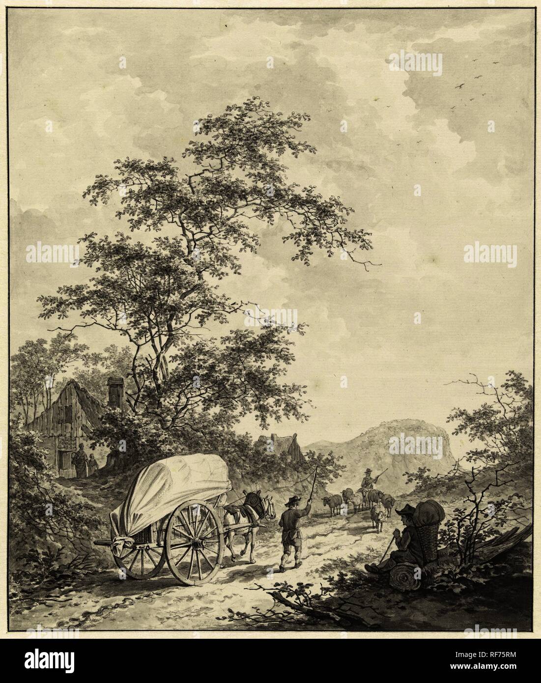 Landschaft mit Pferd und Wagen. Verfasser der Stellungnahme: daniël Dupré. Dating: 1785. Maße: H 308 mm x B 260 mm. Museum: Rijksmuseum, Amsterdam. Stockfoto
