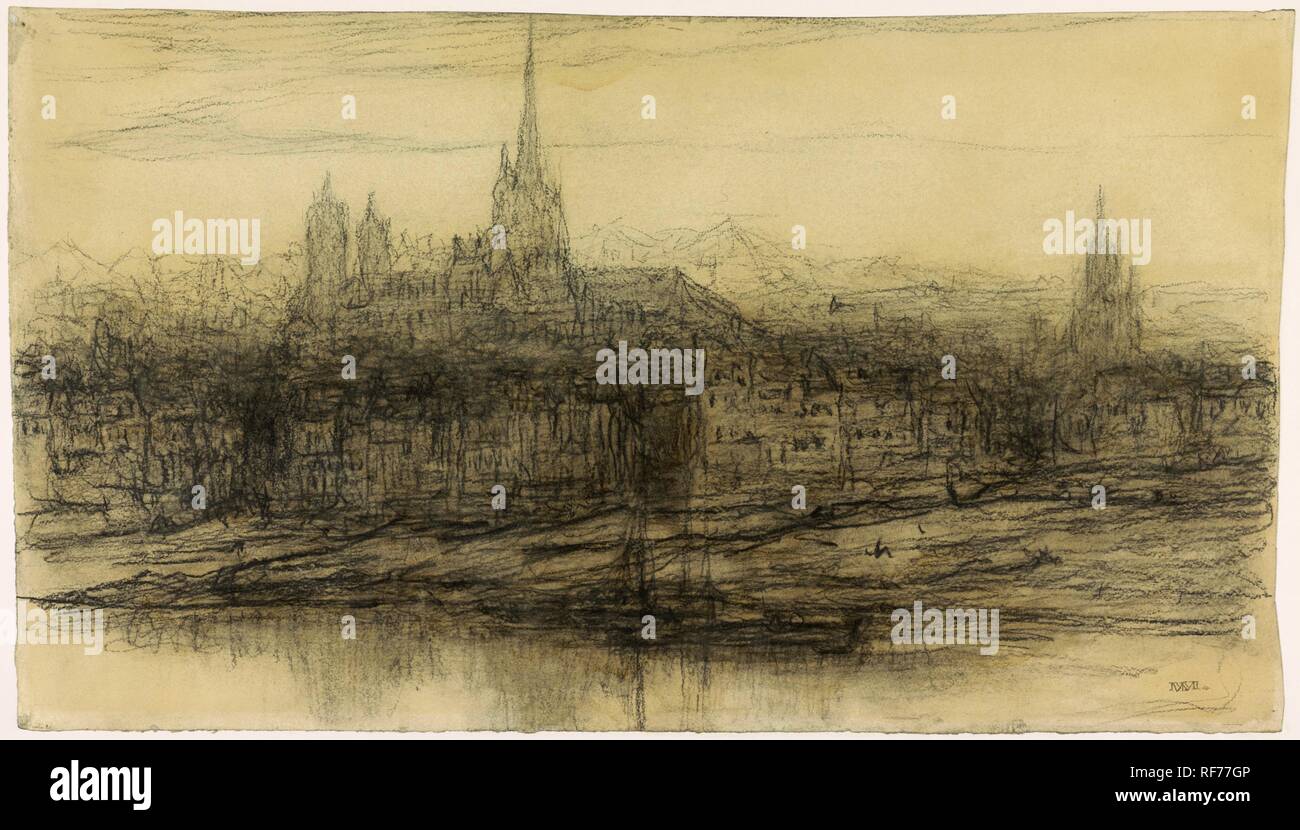 Anzeigen von Rouen. Verfasser der Stellungnahme: Matthijs Maris. Dating: C. 1870 - C. 1872. Maße: h 320 mm × w 580mm. Museum: Rijksmuseum, Amsterdam. Stockfoto