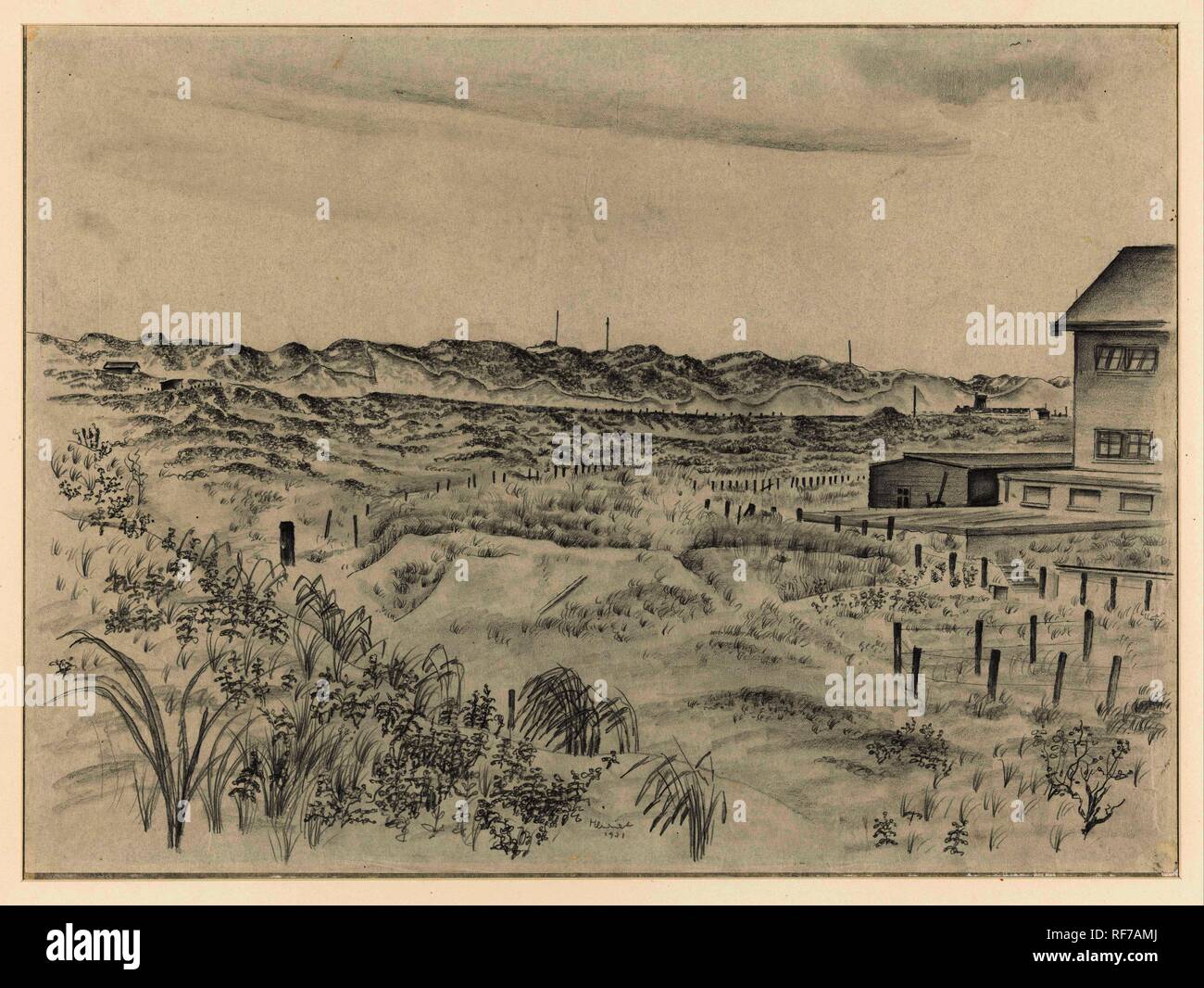 Duinrand. Verfasser der Stellungnahme: Henk Henriët. Dating: 1931. Maße: H 320 mm x B 437 mm. Museum: Rijksmuseum, Amsterdam. Stockfoto
